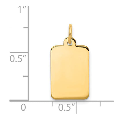 14k Yellow Gold Plain .027 Gauge Rectangular Engravable Disc Charm Pendant