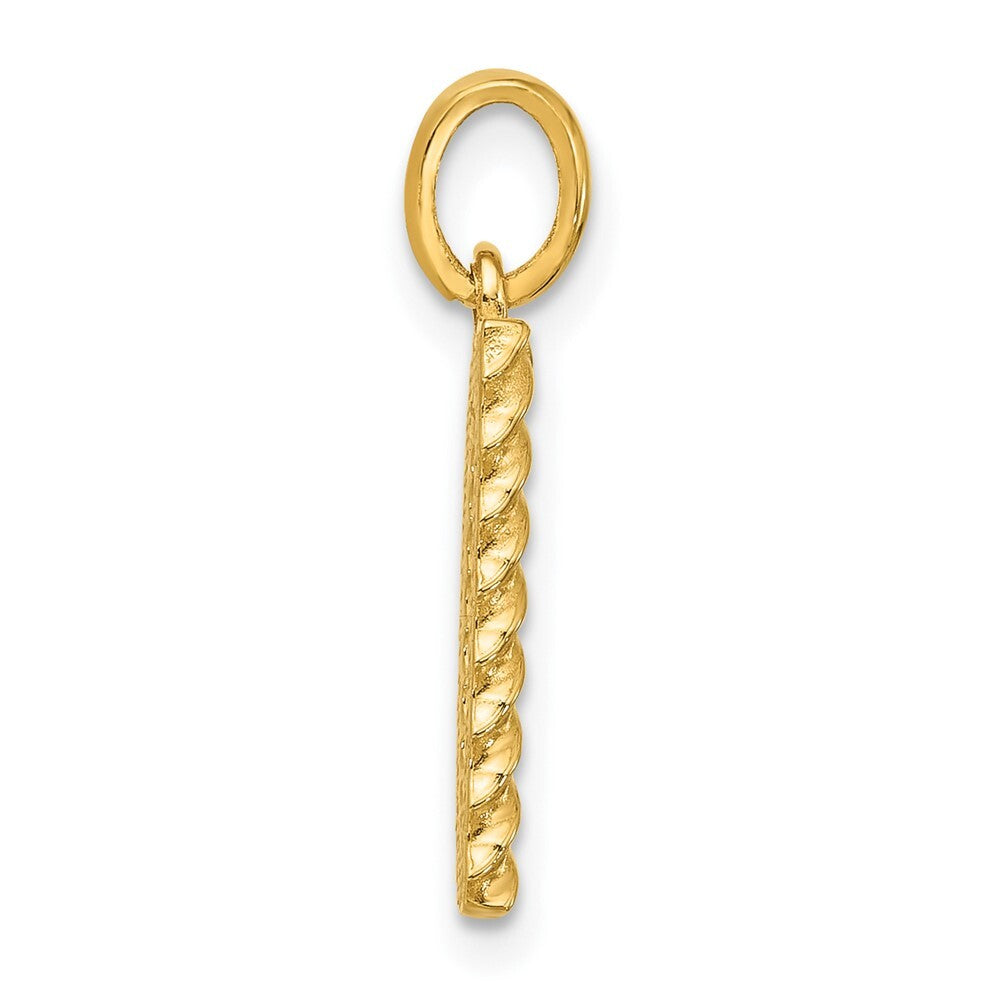 14k Yellow Gold Fancy Twist Letter D Pendant for Women