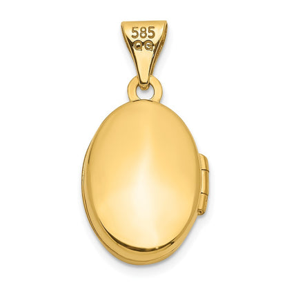 14k Yellow Gold Beaded Scroll Design Oval Locket Pendant for Women