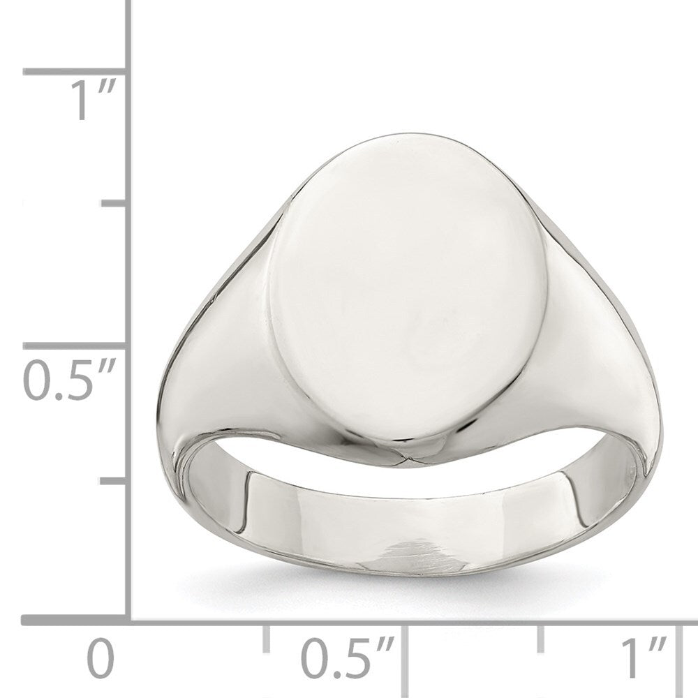 Sterling Silver 15x12mm Closed Back Signet Ring Size 9