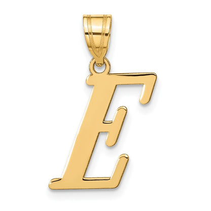 14k Yellow Gold Polished Letter E Initial Pendant for Women