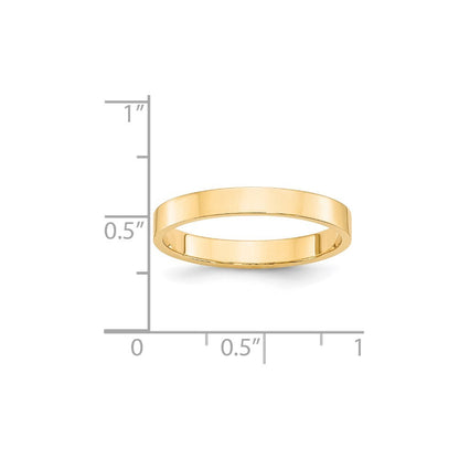 14K Yellow Gold Yellow Gold 3mm Lightweight Flat Wedding Band Size 10