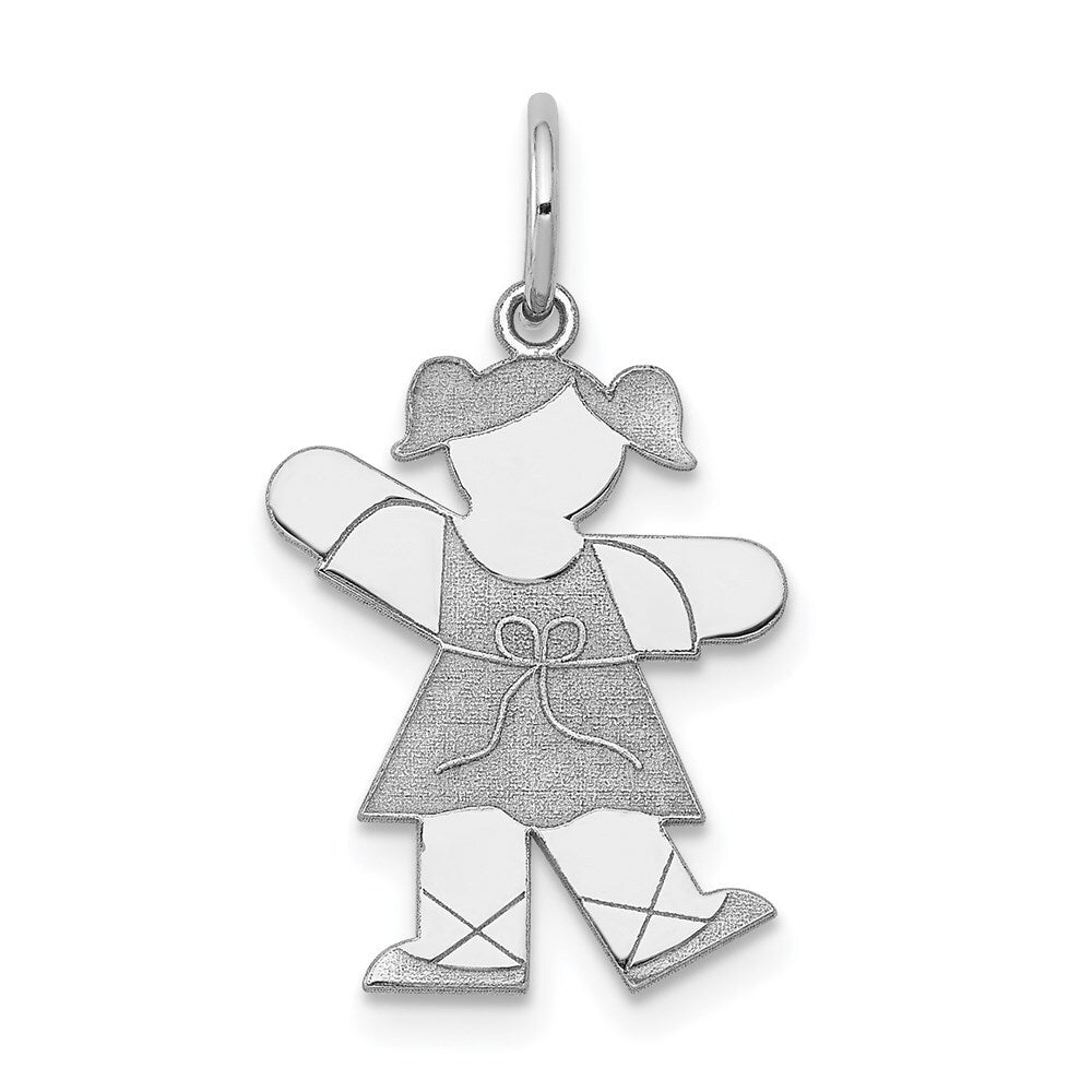 14k White Gold Kid Charm Pendant for Women