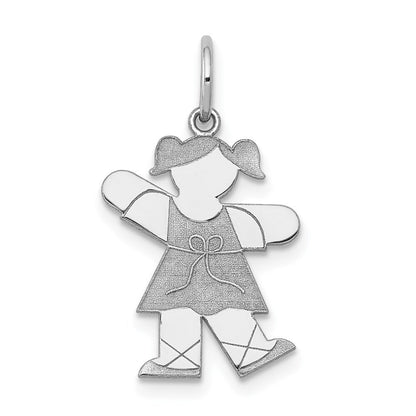 14k White Gold Kid Charm Pendant for Women