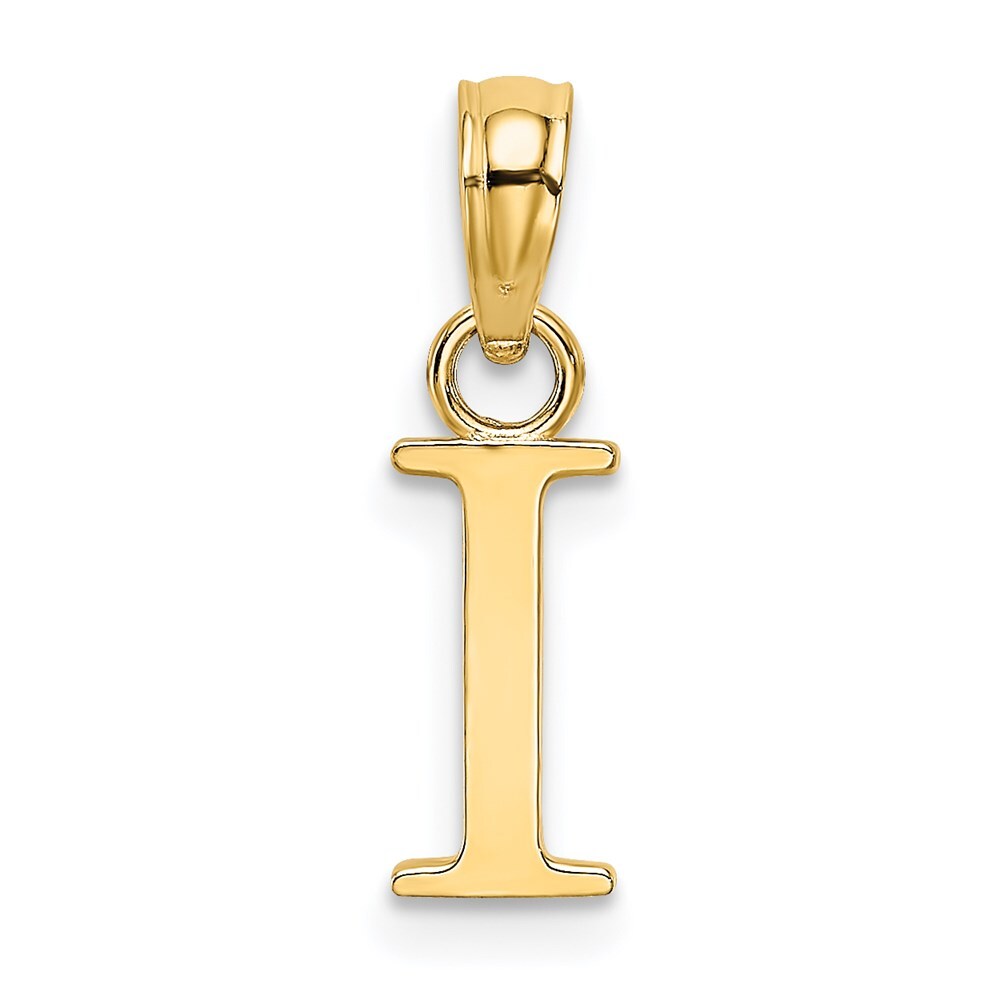 14k Yellow Gold Polished Block Letter I Initial Pendant