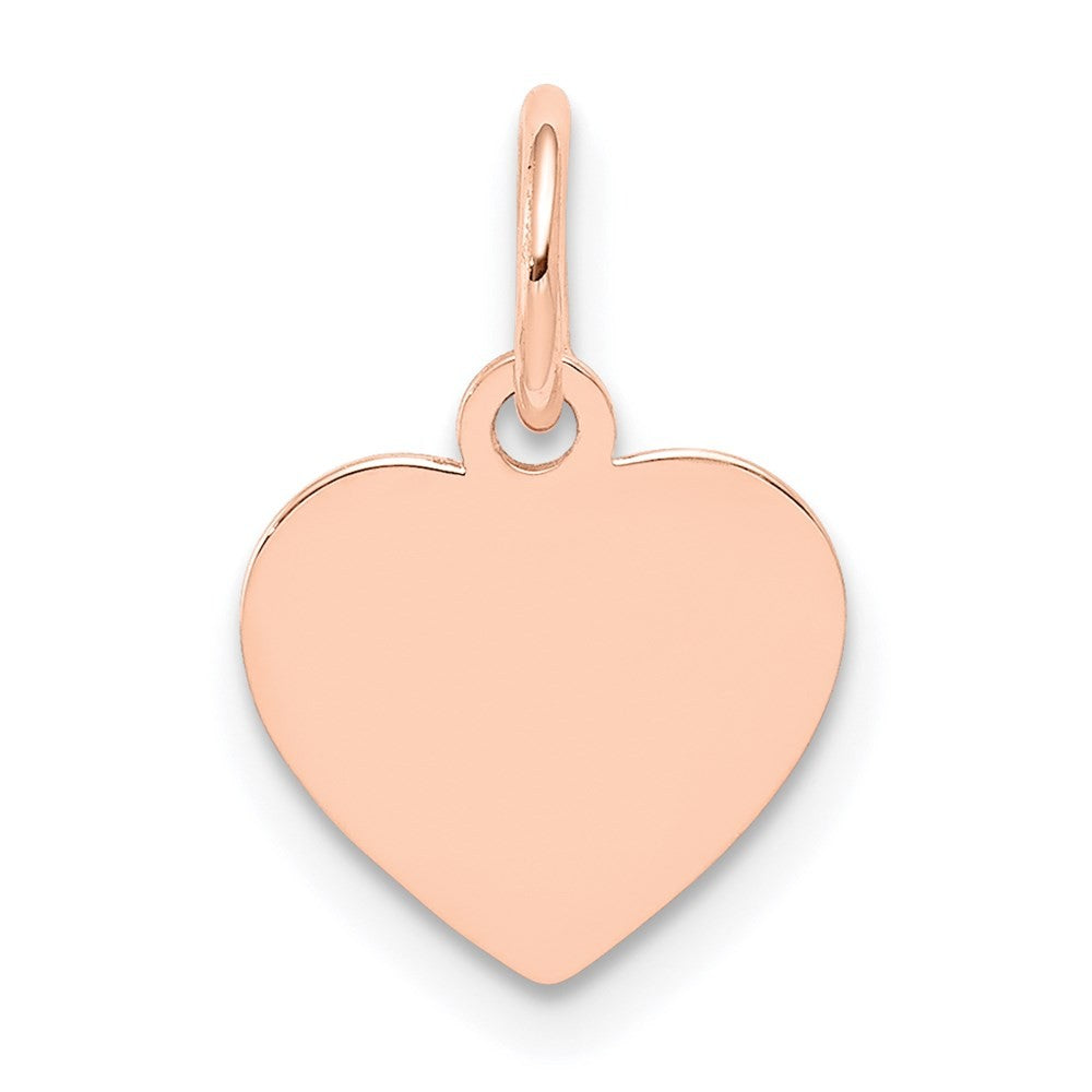 14k Rose Gold Plain .013 Gauge Engraveable Heart Disc Charm Pendant