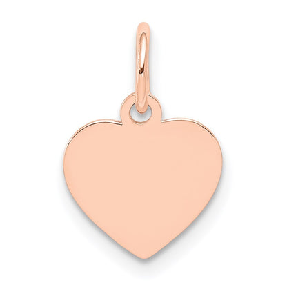 14k Rose Gold Plain .013 Gauge Engraveable Heart Disc Charm Pendant