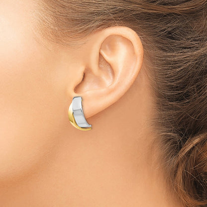 14k Two-tone Gold Polished Earrings