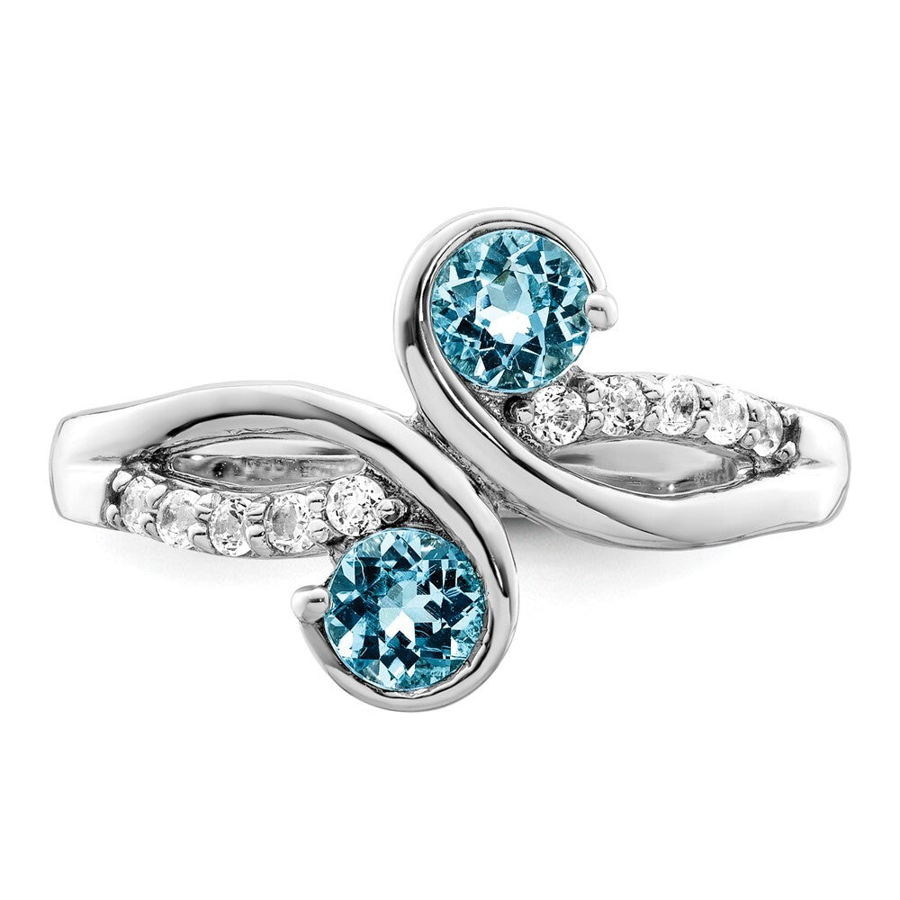 Sterling Silver Rhod-plated .8t.w. LSBT/White Topaz Swirl Ring Size 6