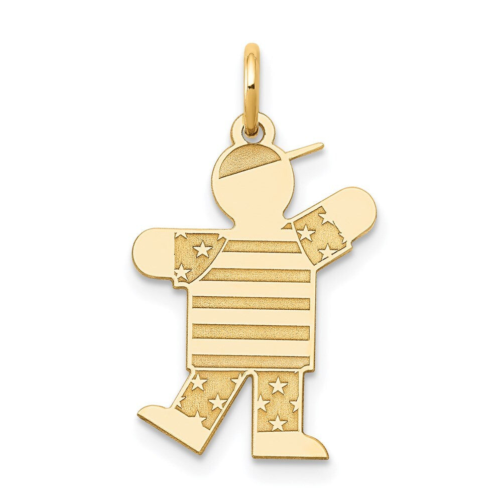 14k Yellow Gold Kid Charm Pendant for Women