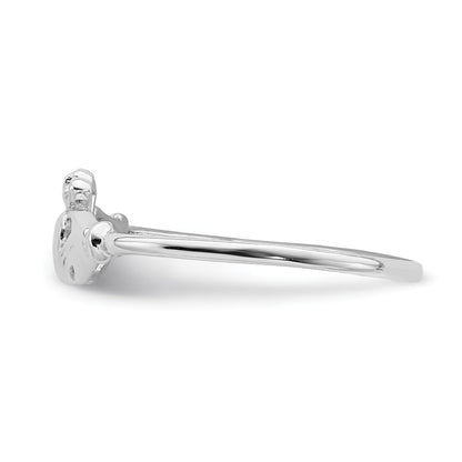 Sterling Silver Rhodium-plated Claddagh Ring Size 8