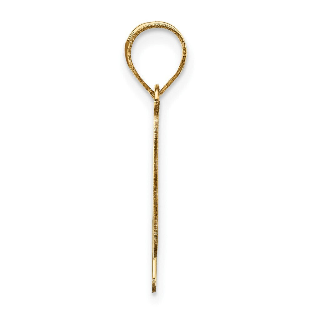 14k Yellow Gold Polished Bubble Letter H Initial Pendant for Women