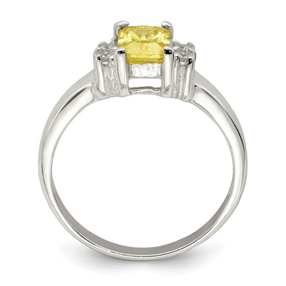 Sterling Silver Yellow & White Cubic Zirconia Ring Size 8