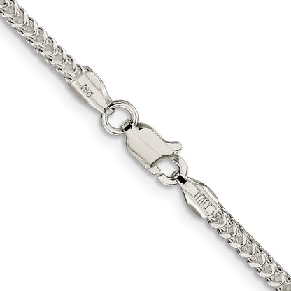 Sterling Silver 2mm Diamond-Cut Square Franco Chain Necklace