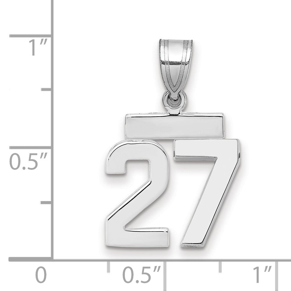 14k White Gold Small Polished Number 27 Charm Pendant