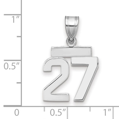 14k White Gold Small Polished Number 27 Charm Pendant