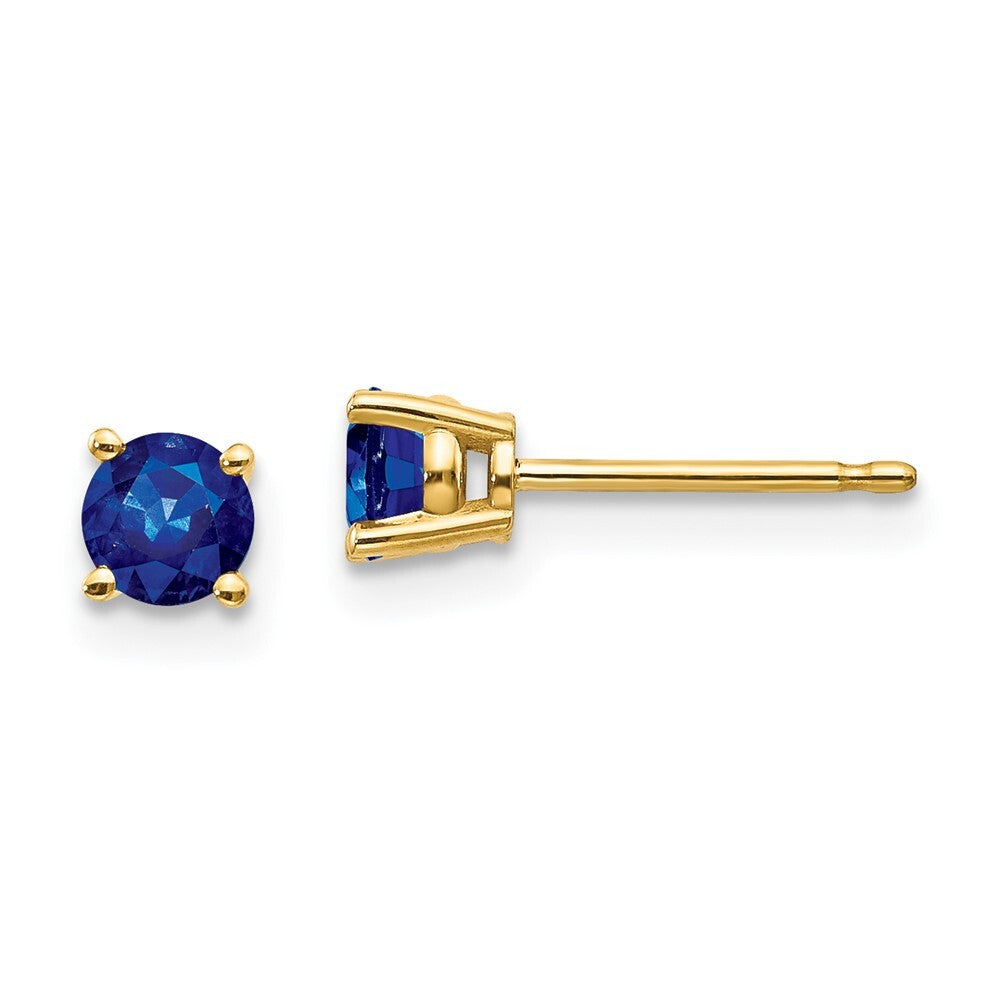 14k Yellow Gold Sapphire Stud Earrings Gift for Women