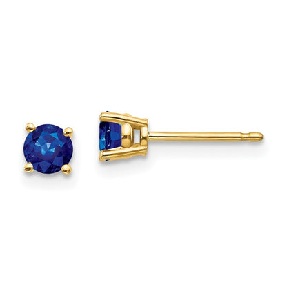 14k Yellow Gold Sapphire Stud Earrings Gift for Women