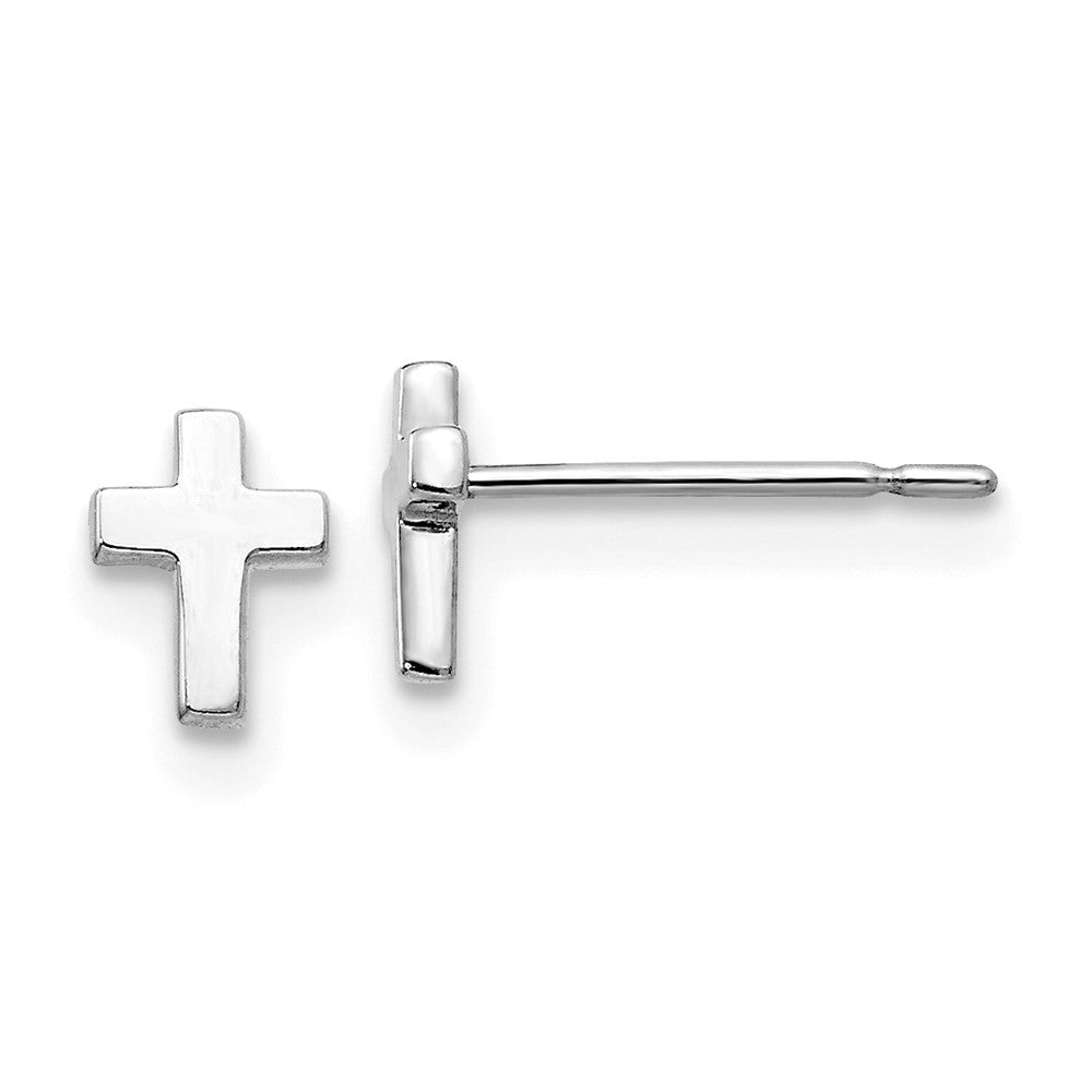 14k White Gold Children's Cross Earrings