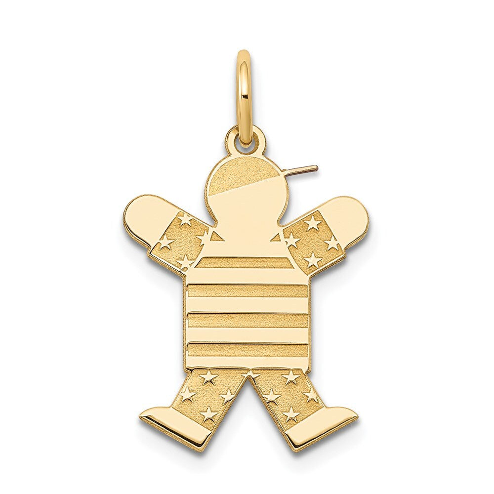 14k Yellow Gold Kid Charm Pendant for Women