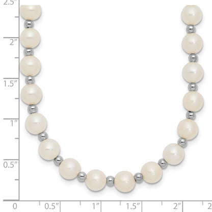 14k White Gold 6mm Near-Round Freshwater Cultured Pearl Beaded 18" Necklace