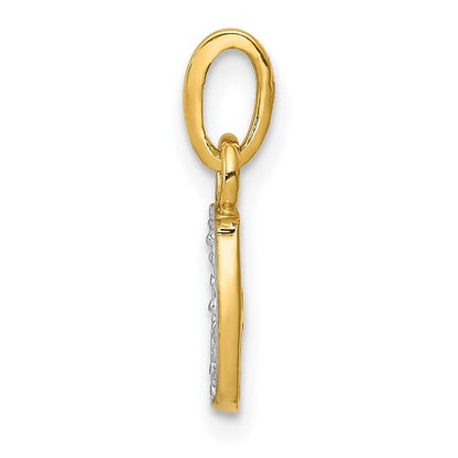 14k Yellow Gold with Rhodium Diamond Letter J Initial Pendant for Women