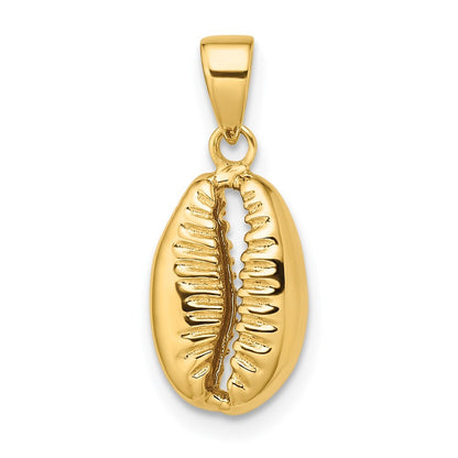 14k Yellow Gold Polished 3D Crowrie Shell Pendant for Women