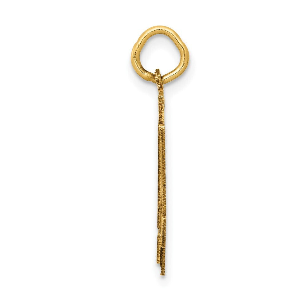 14k Yellow Gold Medium Satin Number 44 Charm Pendant for Women