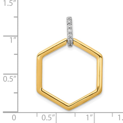 14k Two-tone Gold 1/15ct. Diamond Fancy Hexagon Pendant for Women