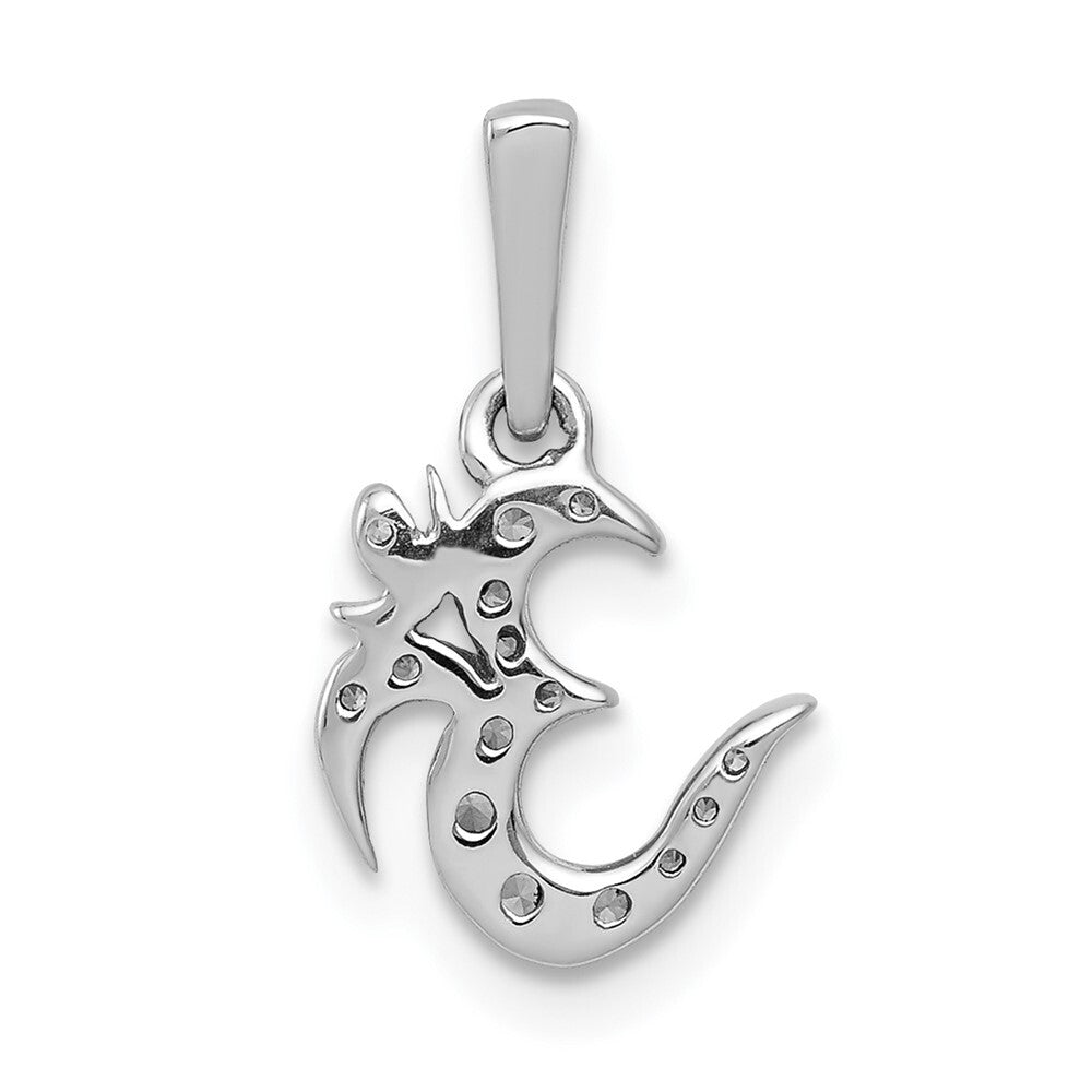 14k White Gold 1/10ct. Diamond Om Symbol Pendant for Women