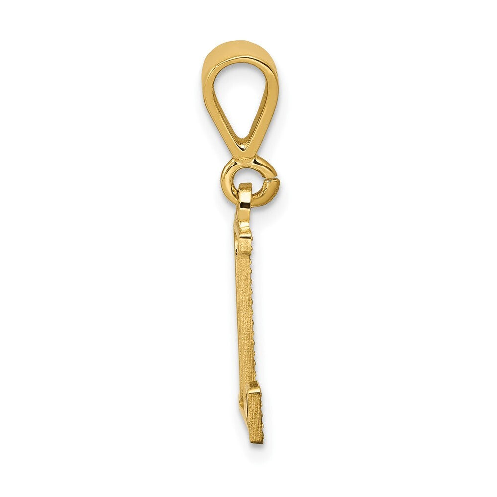 14k Yellow Gold Textured Initial L Charm Pendant for Women