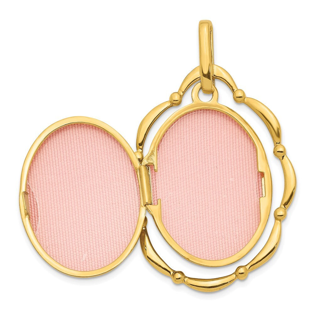 14k Yellow Gold Dancing Floral 24mm Oval Locket Pendant for Women