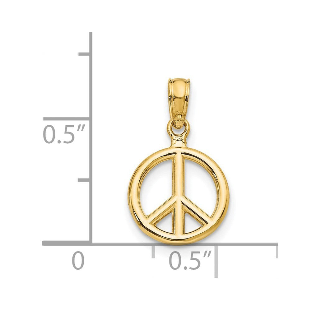 14k Yellow Gold Polished Peace Symbol Pendant
