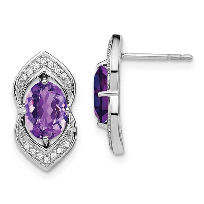 14k White Gold Amethyst and Diamond Drop & Dangle Earrings