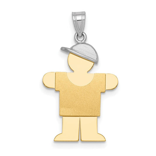 14k Two-tone Gold Small Boy  Hat on Right Engravable Charm Pendant