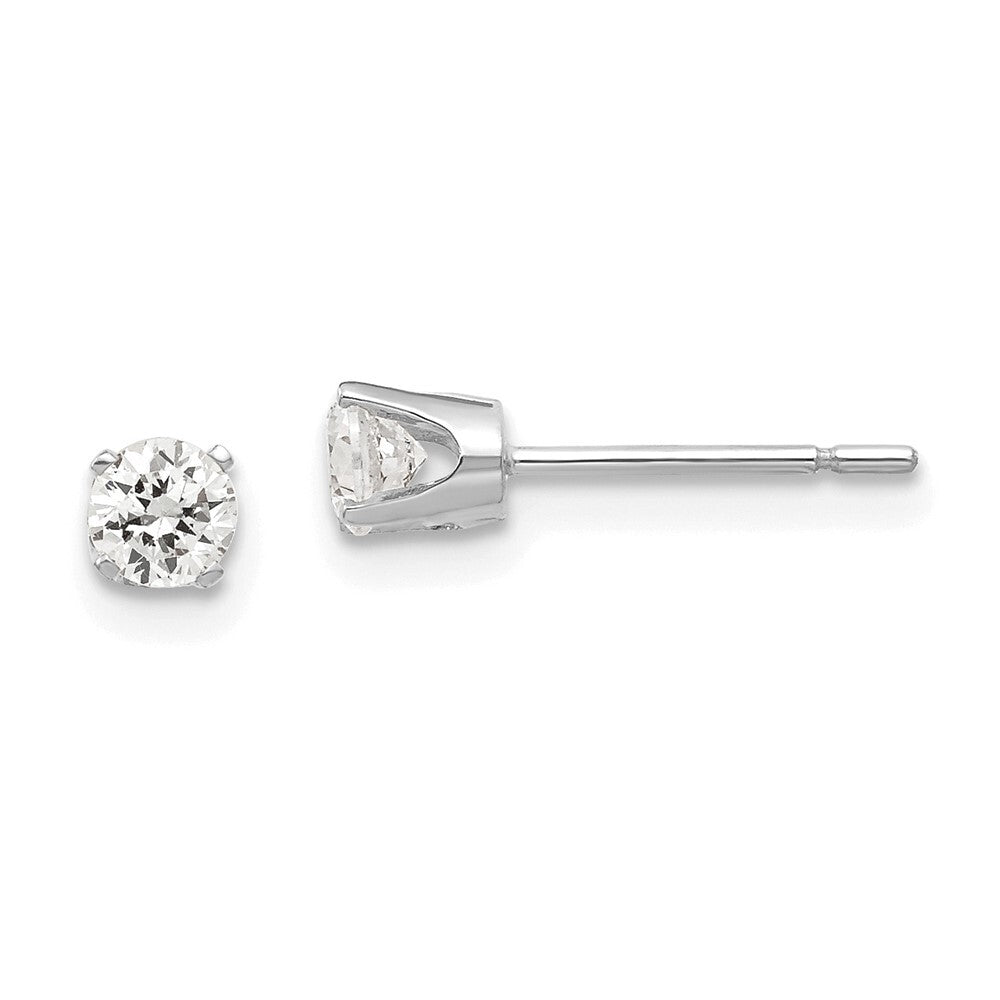 14k White Gold 3.5mm Cubic Zirconia Stud Earrings Gift for Women