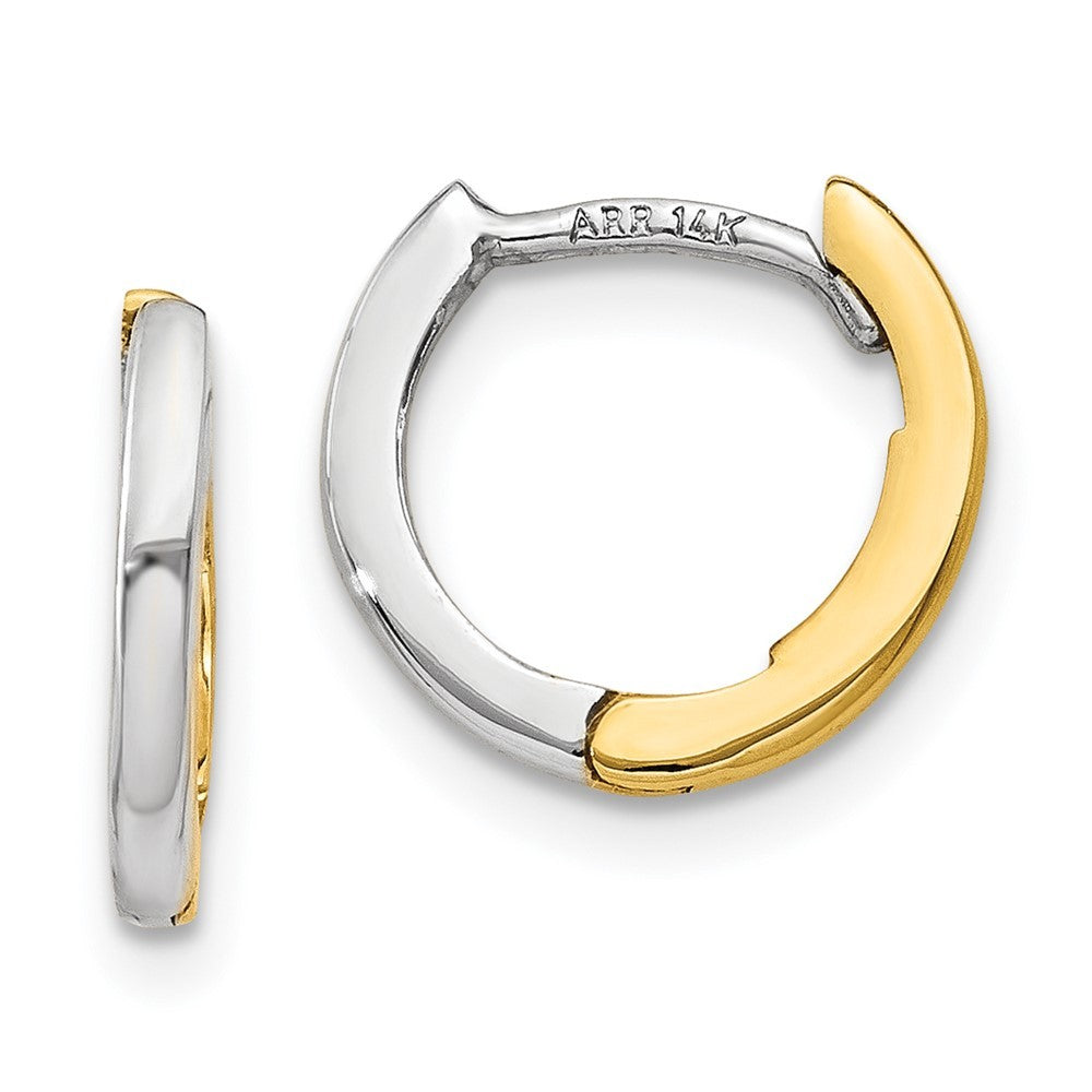 14k Two-tone Gold Mini 1.35mm Round Hinged Hoop Earrings