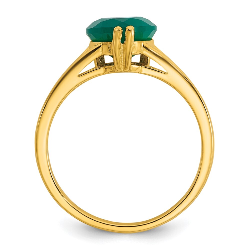 Sterling Silver Gold-tone Green Chalcedony Heart Ring Size 7