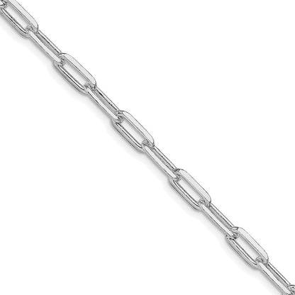 Sterling Silver Rhodium-plated 4.25mm Elongated Open Link Chain Necklace