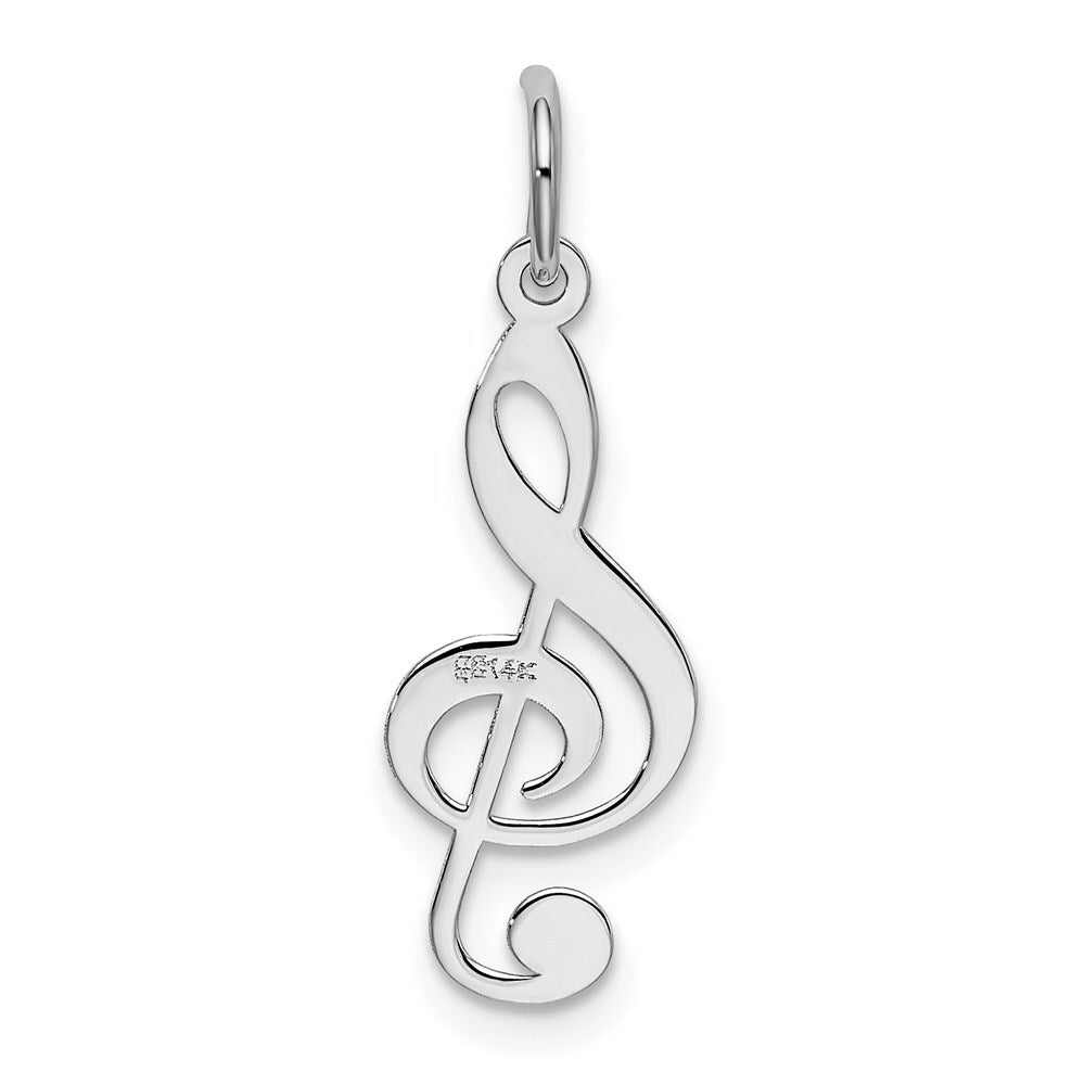 14k White Gold Polished Treble Clef Charm Pendant for Women