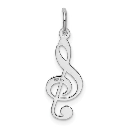 14k White Gold Polished Treble Clef Charm Pendant for Women