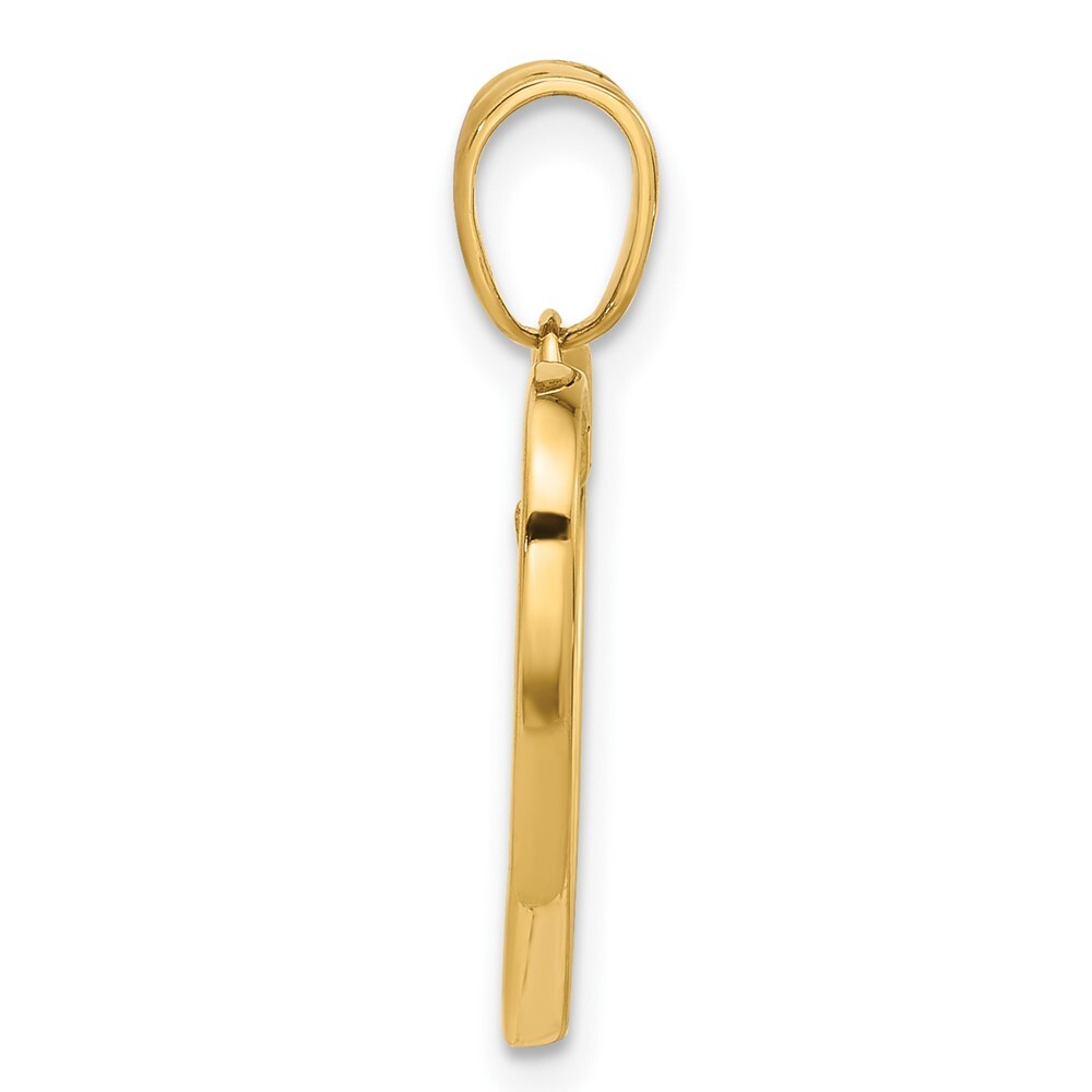 14k Yellow Gold Rose-plated White Rhodium Diamond-cut Branches in Heart Pendant