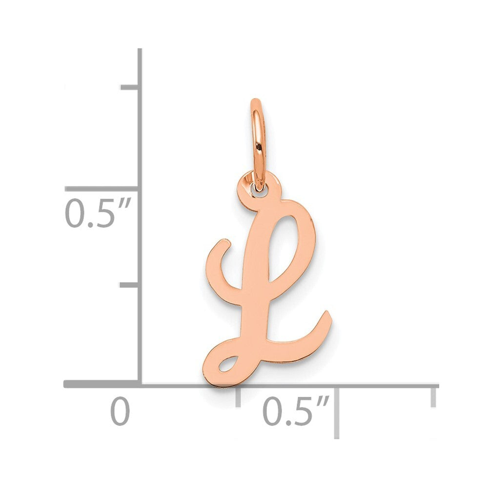 14k Rose Gold Small Script Letter L Initial Charm Pendant for Women