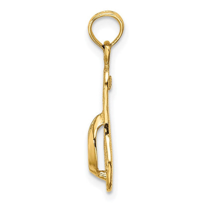 14k Yellow Gold Single Polished Strap Flip-Flop Charm Pendant for Women