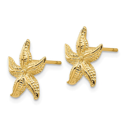 14k Yellow Gold Starfish Stud Earrings Gift for Women