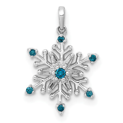 14k White Gold 1/10ct. Blue and White Diamond Snowflake Pendant for Women