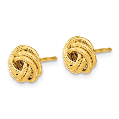 14k Yellow Gold Polished Love Knot Stud Earrings Gift for Women
