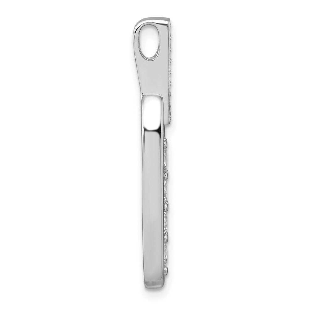 Sterling Silver Rhodium-plated Polished Cubic Zirconia Elongated Oval Pendant