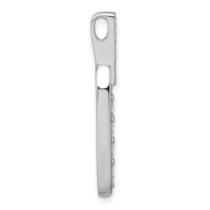 Sterling Silver Rhodium-plated Polished Cubic Zirconia Elongated Oval Pendant