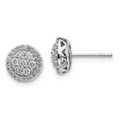 14k White Gold Diamond Cluster Stud Earrings